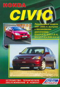 скачать Honda Civic. Леворульные модели 2001-2005 г D14, D16, D17,К20